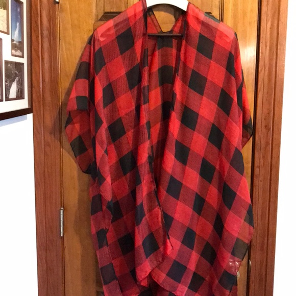 Accessories - Women’s Kimono Buffalo Check Plaid swim cover up
